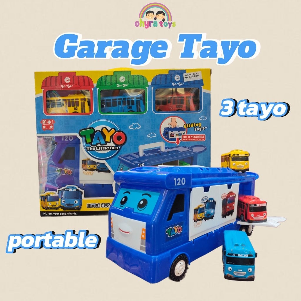 Mainan Anak Garage Tayo Garasi Penyimpanan Bisa Buka Tutup Pintu