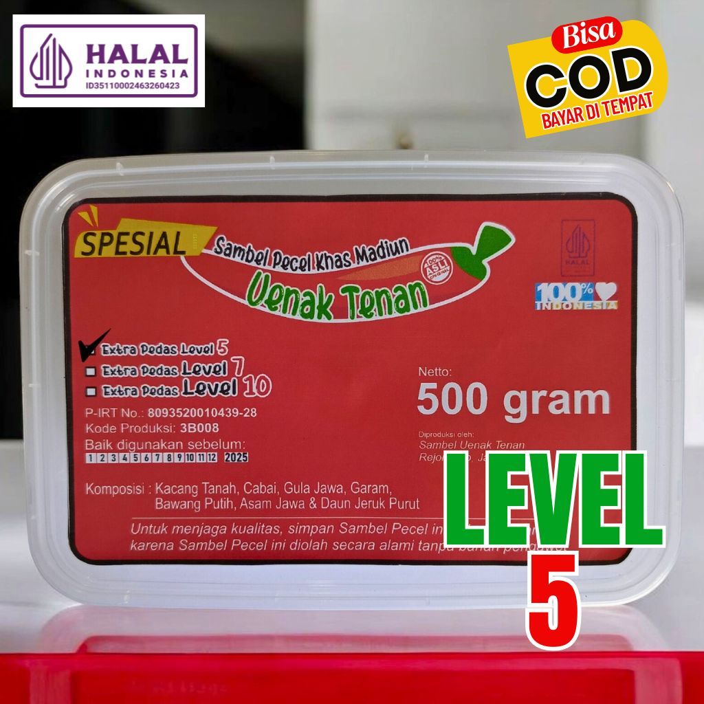 

Sambal Pecel Uenak Tenan 500g Extra Pedas Level 5