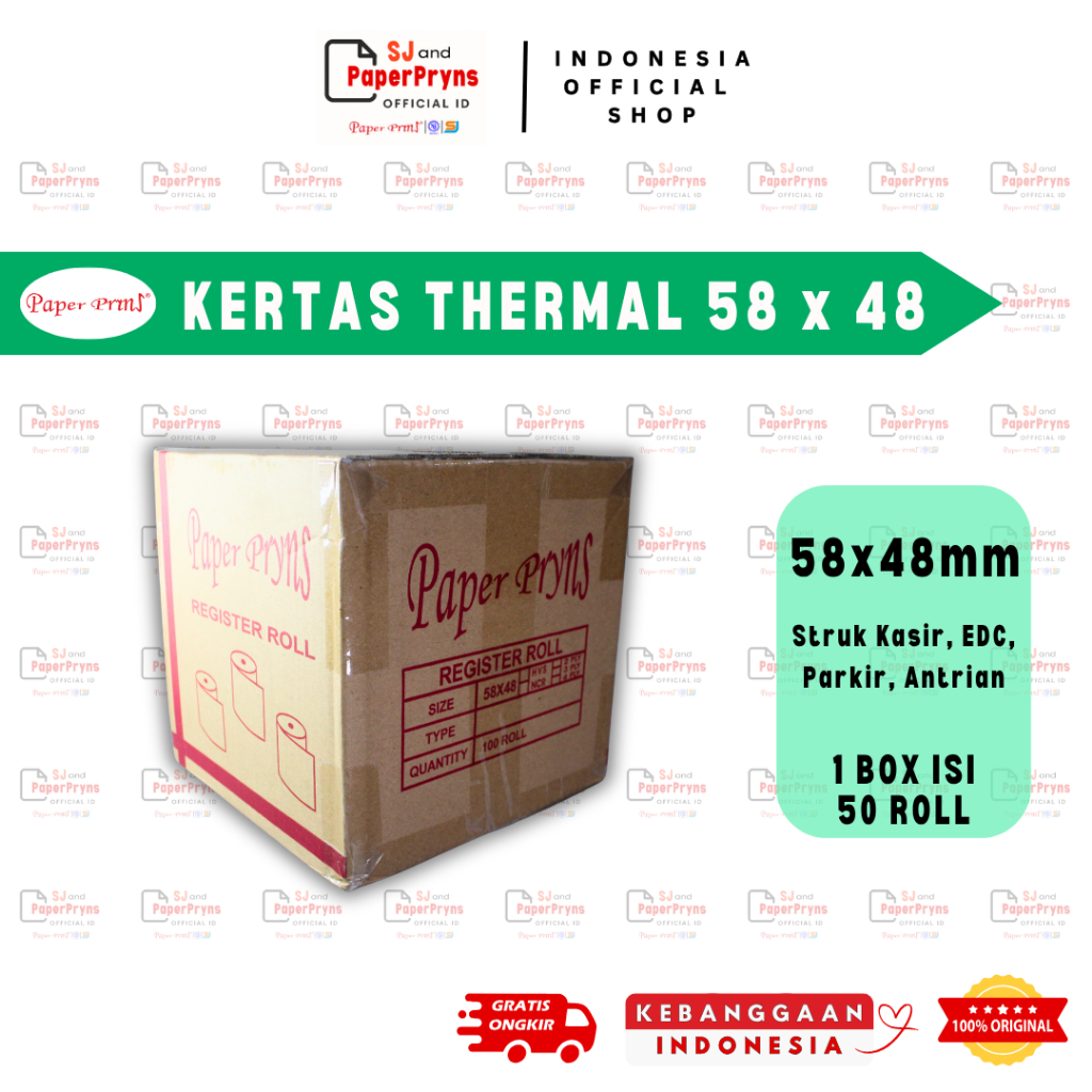 

(BOX) PAPERPRYNS Kertas Thermal Roll Struk 58 x 48mm