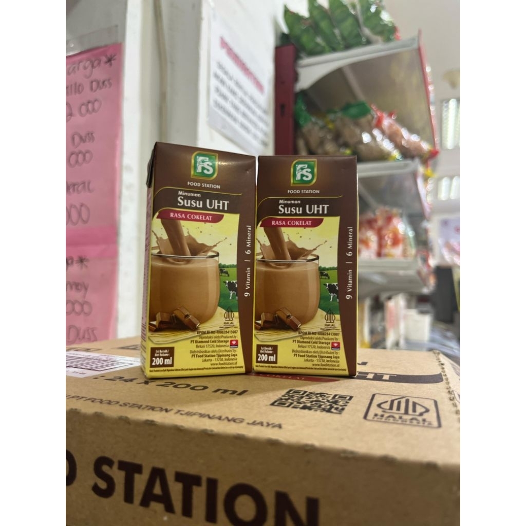 

SUSU FS FOOD STATION RASA COKLAT 200ml | Minuman Susu UHT | 1 Dus Isi 24 Kotak