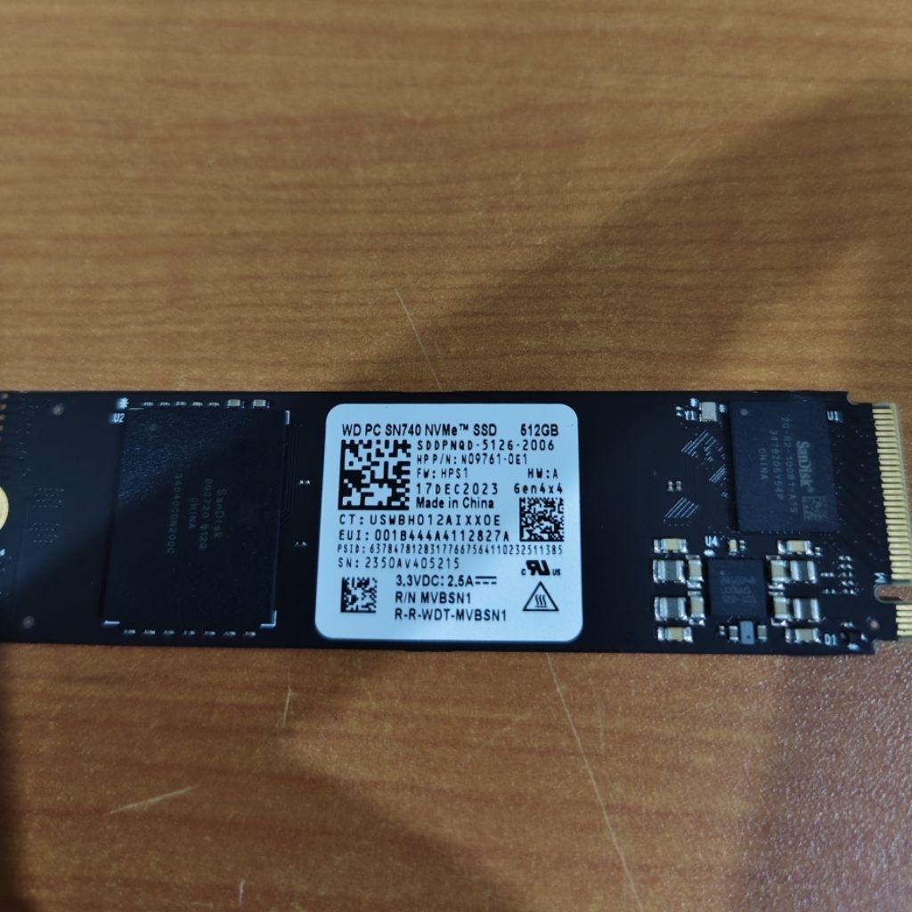 SSD NVME 512GB WD SN740 SN810 Bekas Like New