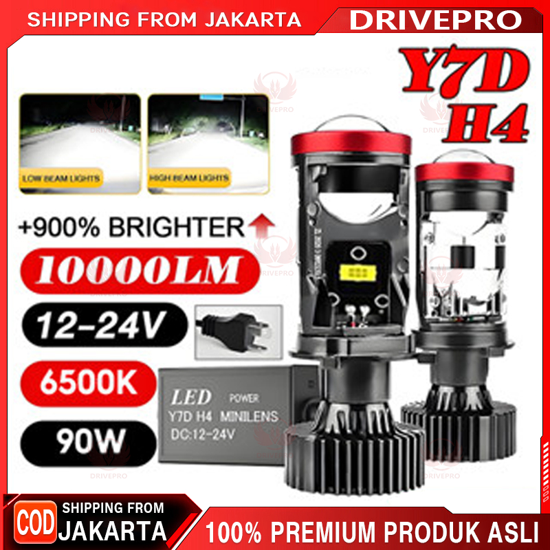 DiverPro Lensa Lampu Depan LED Mobil Y7 H4 Lampu Mata Ikan Mini Lampu Depan Super Terang Lampu Depan