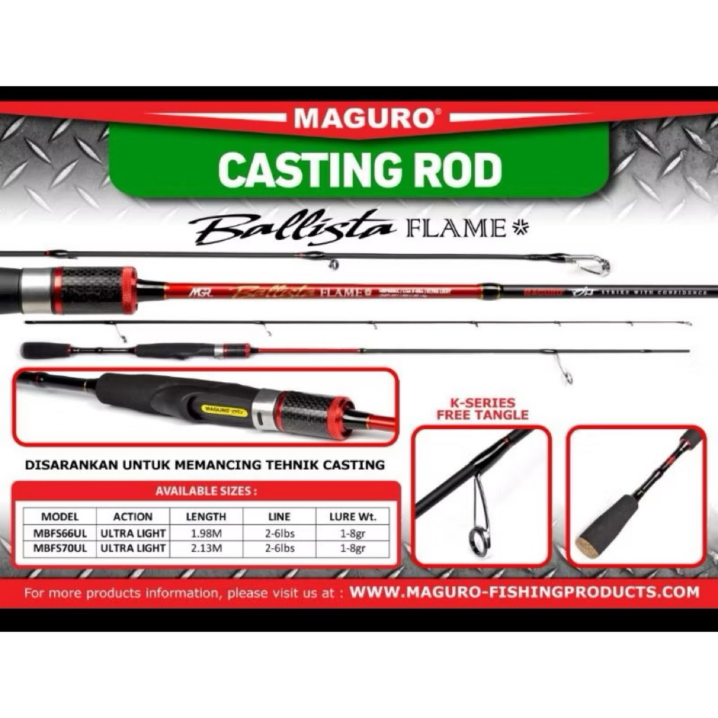 Joran Ultralight Maguro Ballista Flame 702UL 210cm