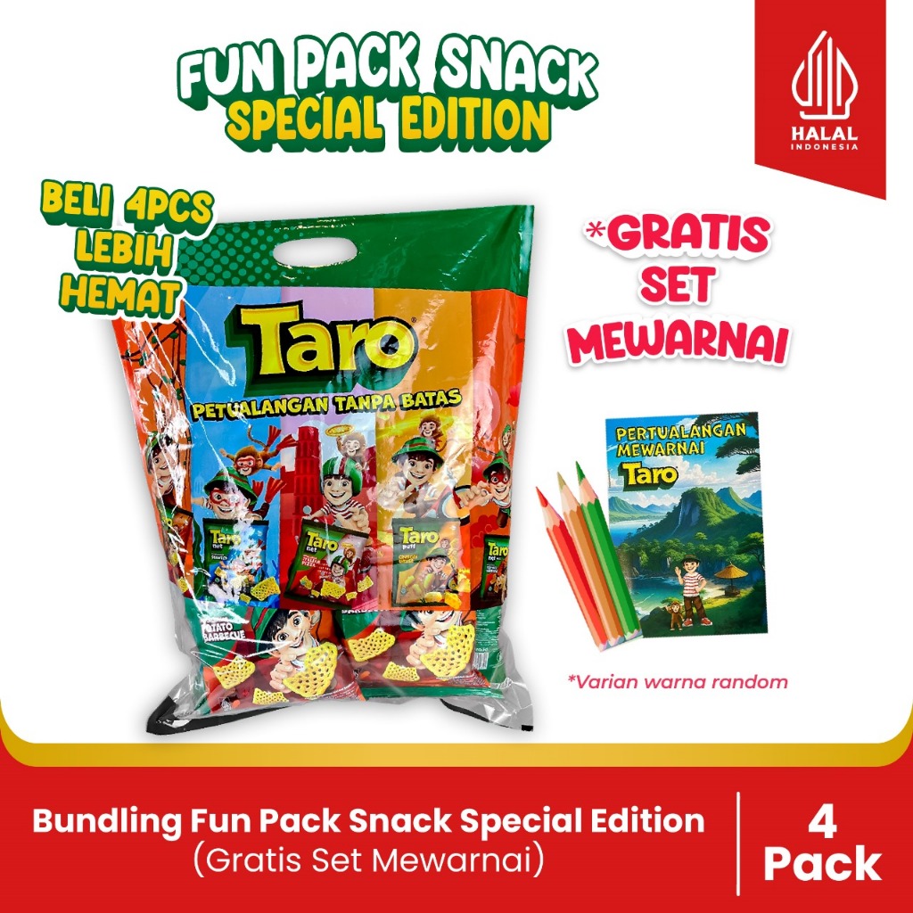 

BUNDLING- 4 Fun Pack Snack Spesial Edition-Paket Hampers Anak-(Gratis Set Mewarnai 3 pensil warna)