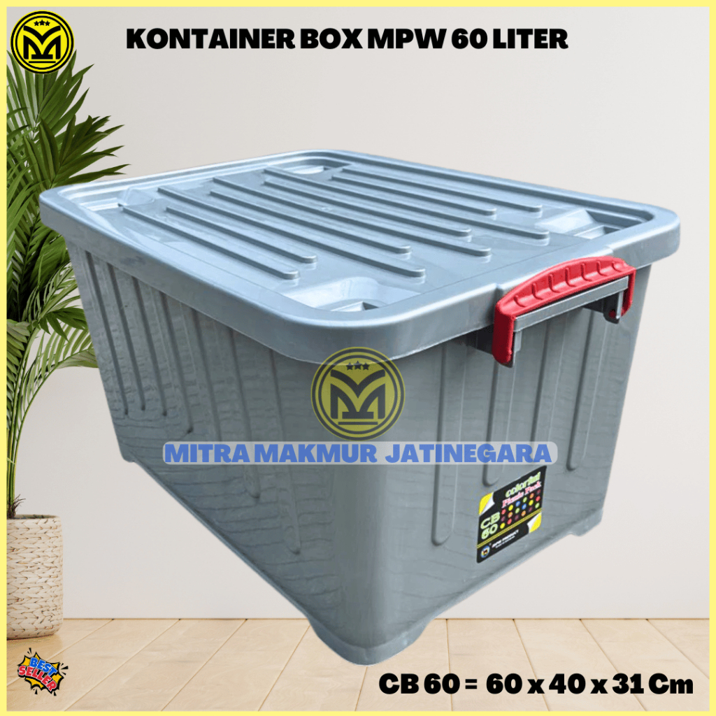 KONTAINER BOX PLASTIK RODA 60 LITER SILVER CONTAINER BOX MPW 60 LITER RODA BOX PLASTIK