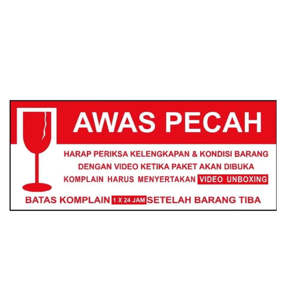 

STIKER FRAGILE UNBOXING 24 JAM UK 8535 QTY 400 PCS FW