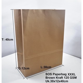 

100 PCS Paperbag SOS XXXL 30x12x40cm Coklat