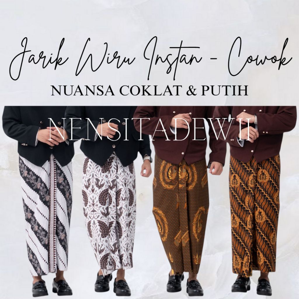 [Cowok] Jarik Wiru Instan, Model Lilit - Nuansa Coklat & Putih