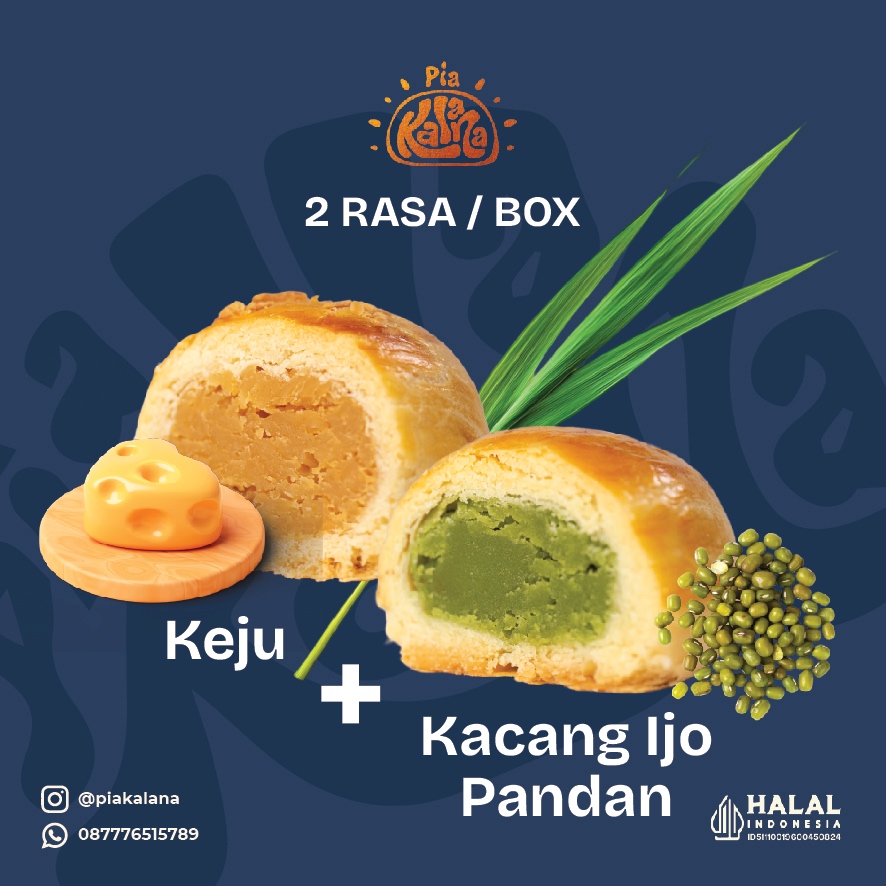 

Pia Kalana Khas Bali - 2 Rasa (Keju dan Kacang Ijo Pandan) isi 8 pcs / box