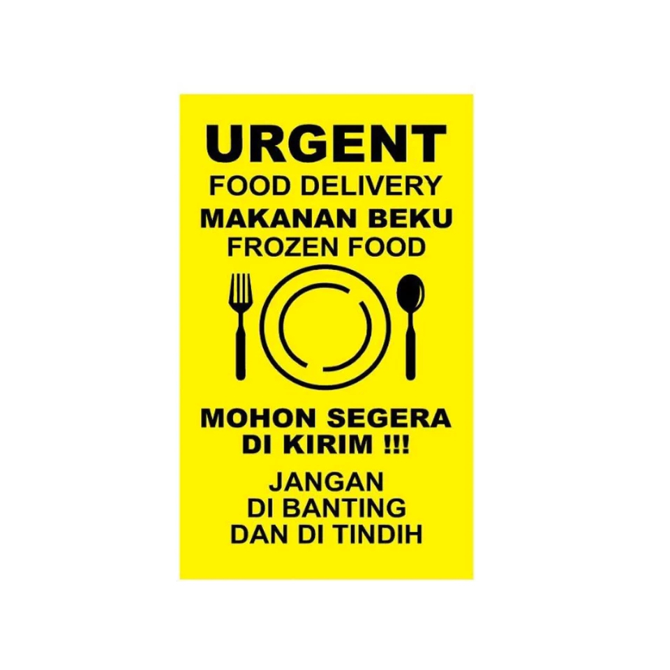 

STIKER MAKANAN BEKU KUNING FROZEN FOOD DELIVERY uk 7.5 x 12.5 cm urgent delivery FW