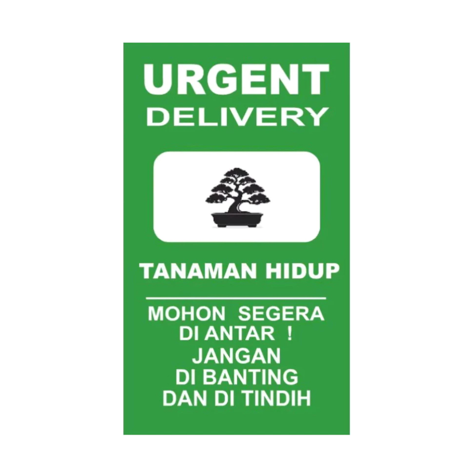 

STIKER TANAMAN HIDUP UK 7.5 X 12.5 CM URGENT DELIVERY FOOD DELIVERY FRAGILE FW