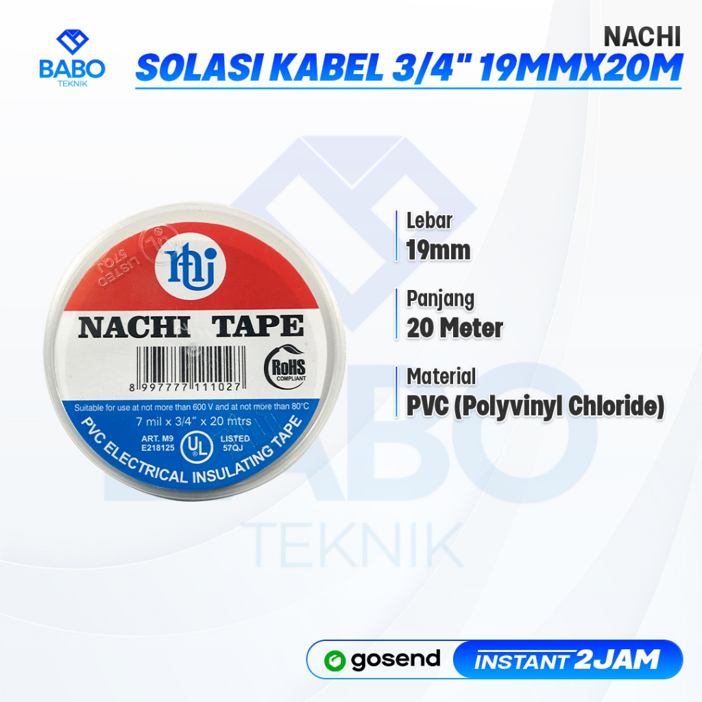 

Solasi Kabel Isolasi Hitam Nachi 20m