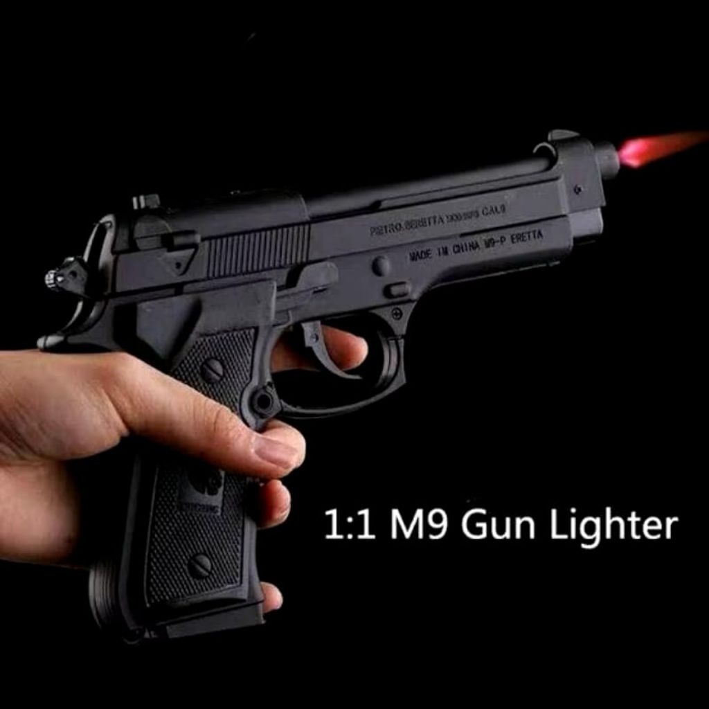 KOREK API GAS MODEL PISTOL BARETAN HITAM  KOREK PISTOL HIASAN LEMARI KEREN