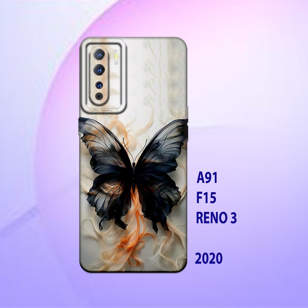 Silikon oppo A91 - oppo F15 - oppo Reno 3 _Casing case Proteksi HP bahan Lentur Tebal  Warna Hitam