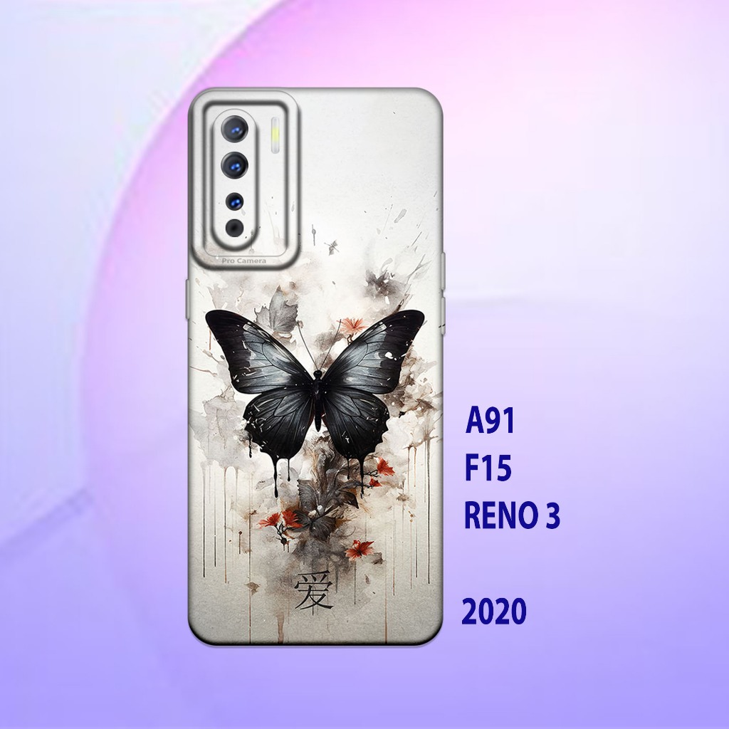 Silikon oppo A91 - oppo F15 - oppo Reno 3 _Casing case Proteksi HP bahan Lentur Tebal Hitam bening