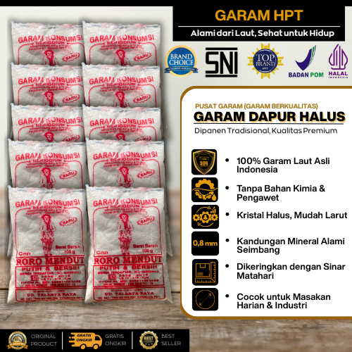 

Garam Dapur Halus Beryodium 10 Pcs dan 20 pcs / Garam Masak Halus Putih berat 100 gr per pack