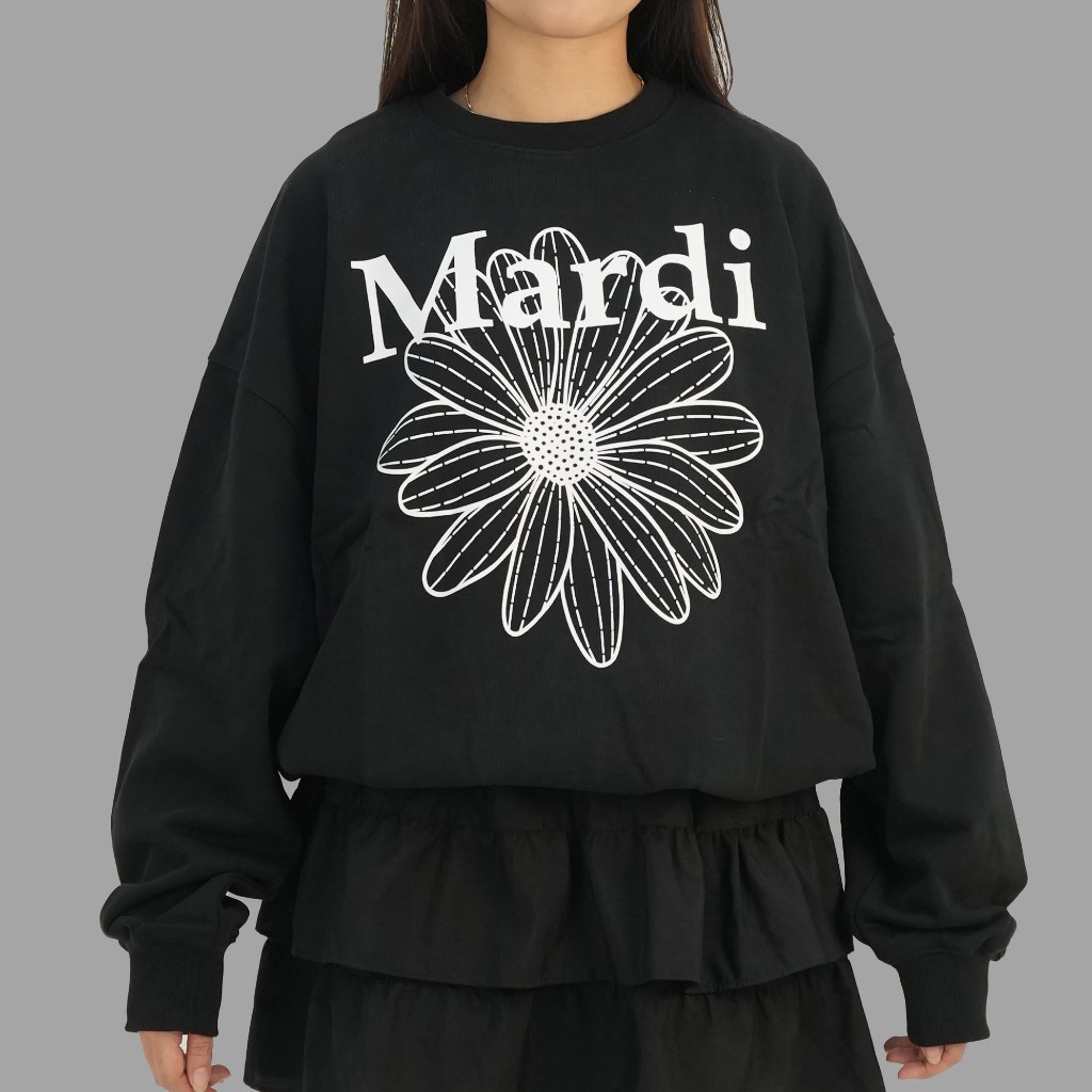 Mardi Flowermardi Black White Crewneck