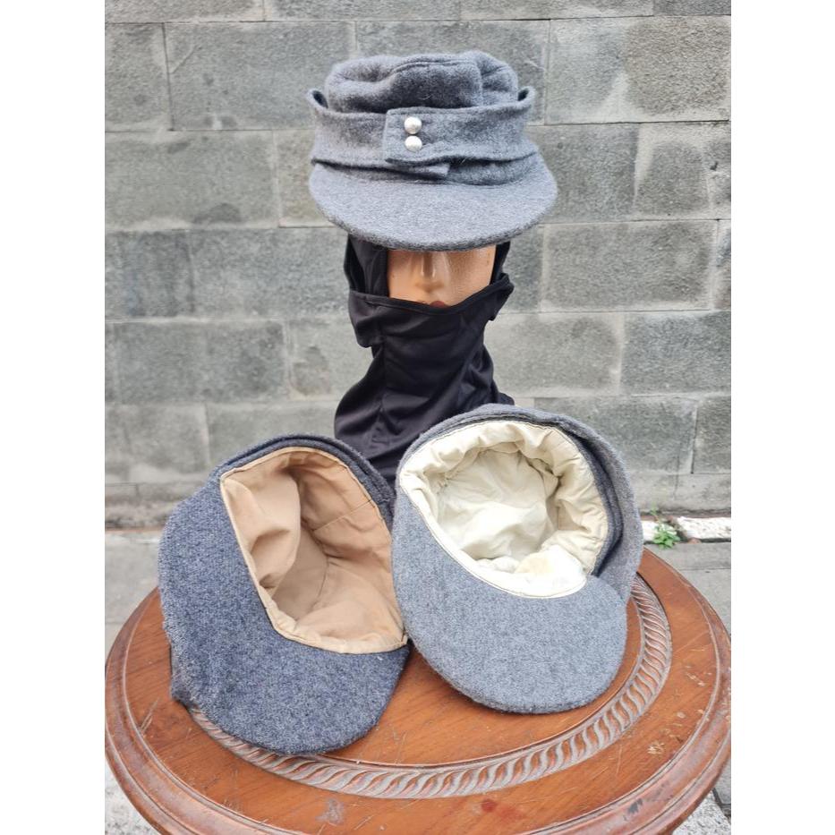 Topi M43 Field Cap Lapangan Feldmutze Jerman German SS Wehrmacht Wool Stone Grey