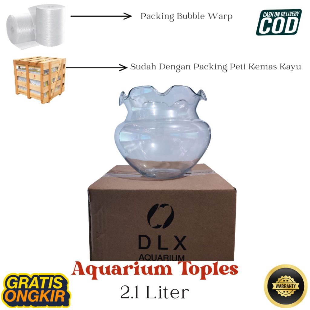 DLX Aquarium 2.1 Liter Aquarium Bulat Toples Serbaguna Ikan Hias Vas Bunga Hiasan Rumah Undian Packi