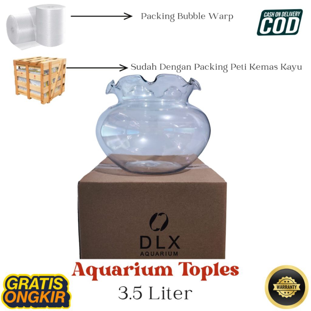 DLX Aquarium 3.5 Liter Aquarium Bulat Toples Serbaguna Ikan Hias Vas Bunga Hiasan Rumah Undian Packi