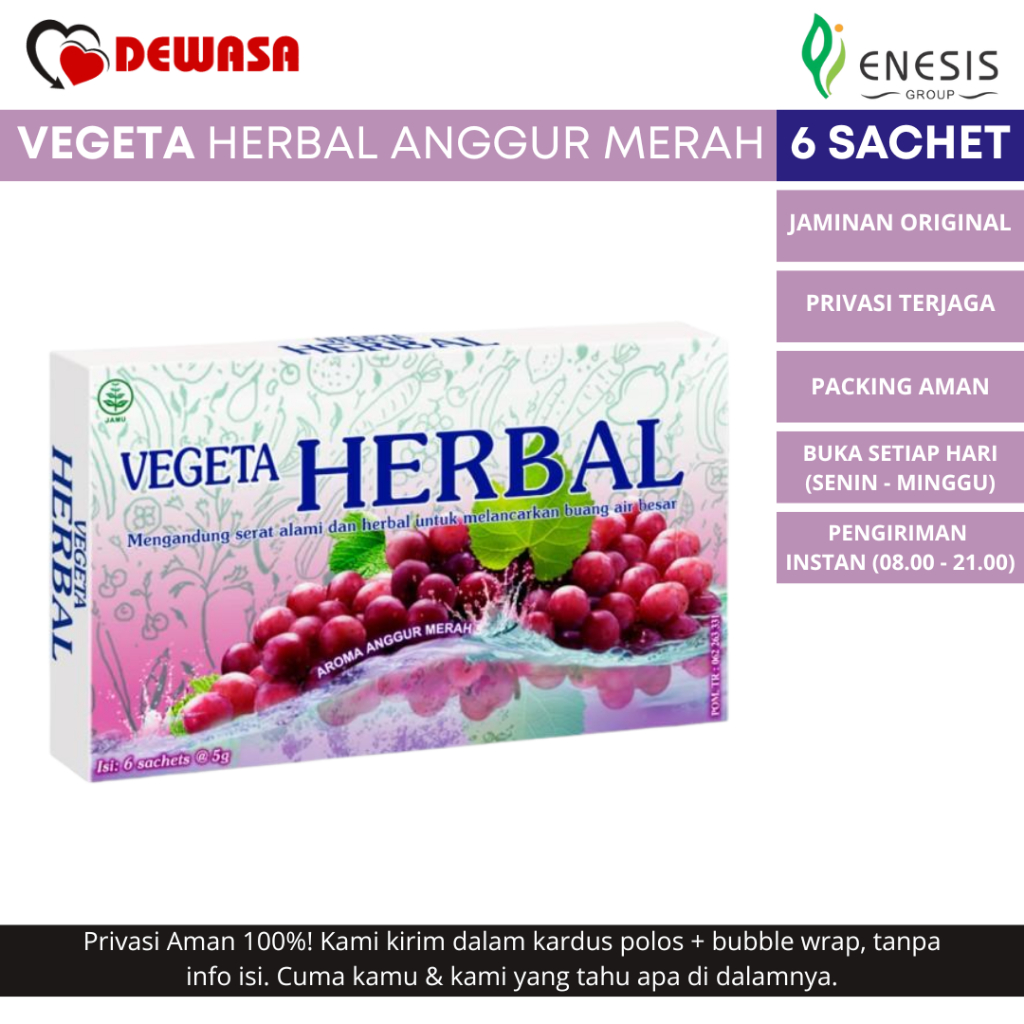 

VEGETA Herbal Minuman Serat Rasa Anggur Merah - 6 Sachet