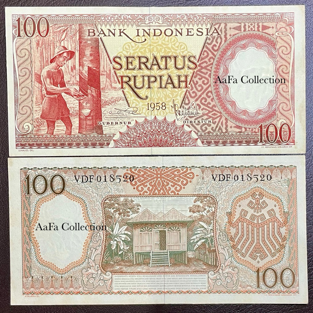 UANG KERTAS KUNO 100 SERI PEKERJA 1958