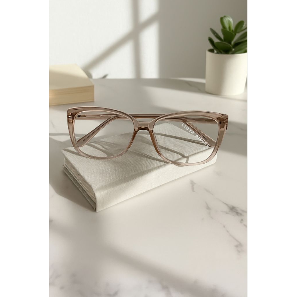 kacamata cat eye frame besar pria wanita minus cylinder photocromic bluecromic termurah