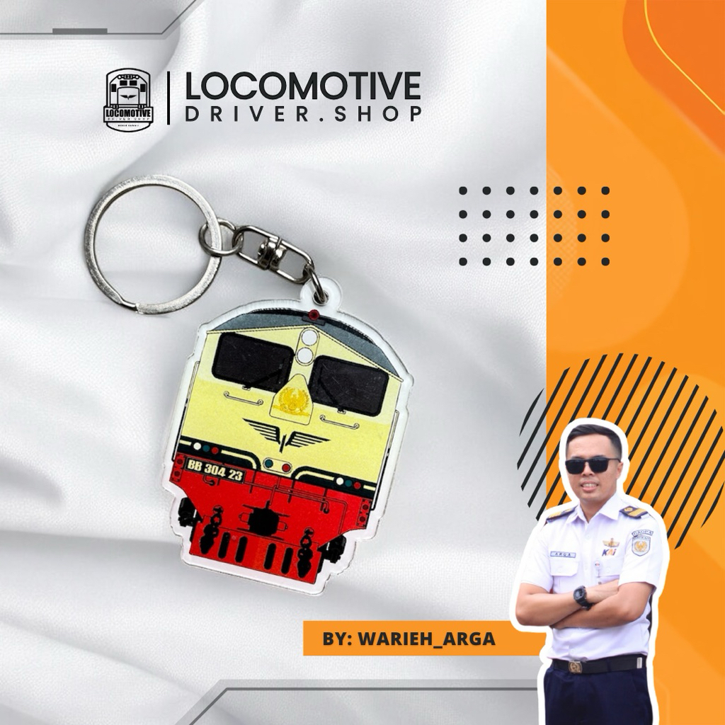 Gantungan Kunci Kereta Lokomotif BB 304 V2 by @warieharga