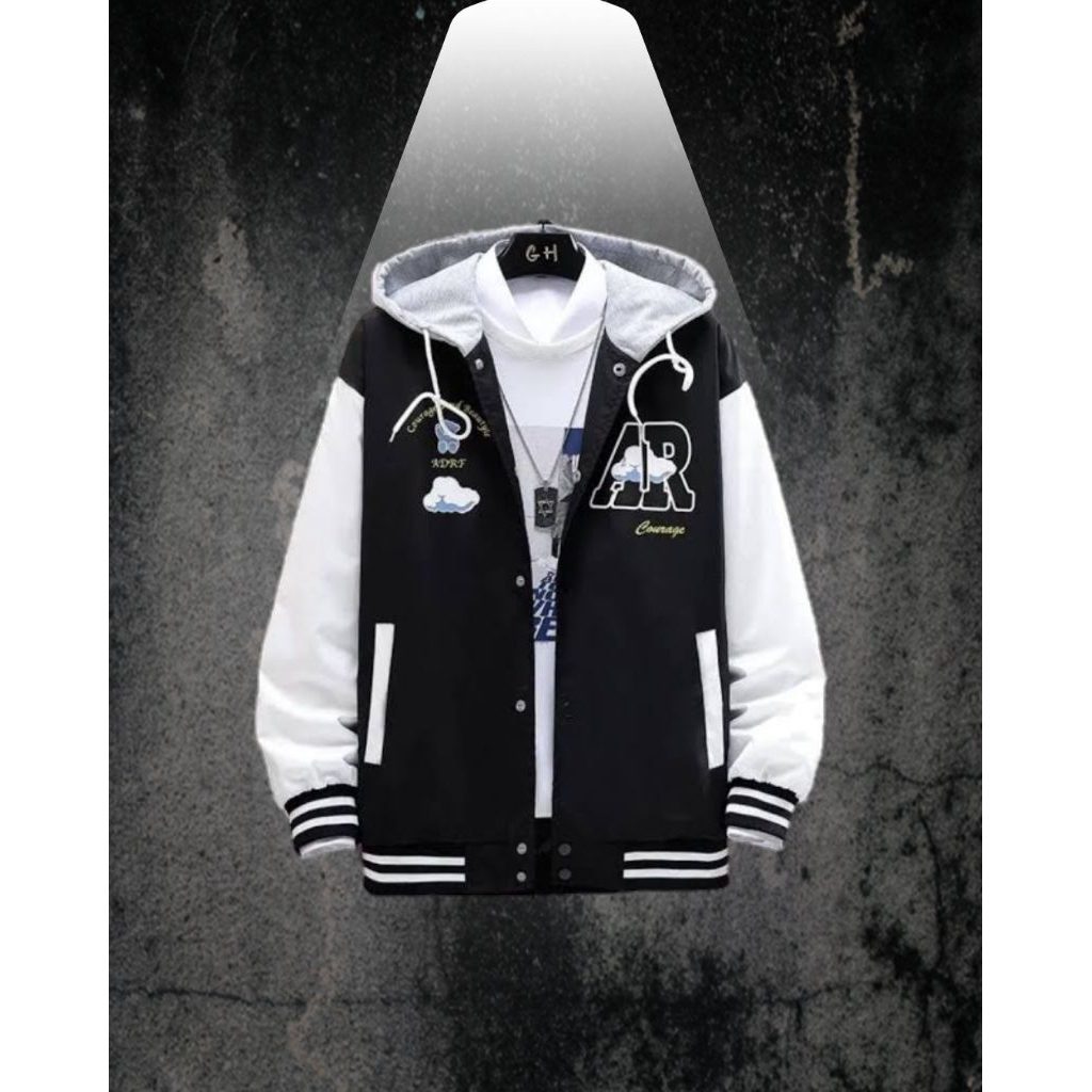 BASEBALL HOODIE OVERSIZE VARSITY JACKET STREET STYLE JAKET PRIA DEWASA