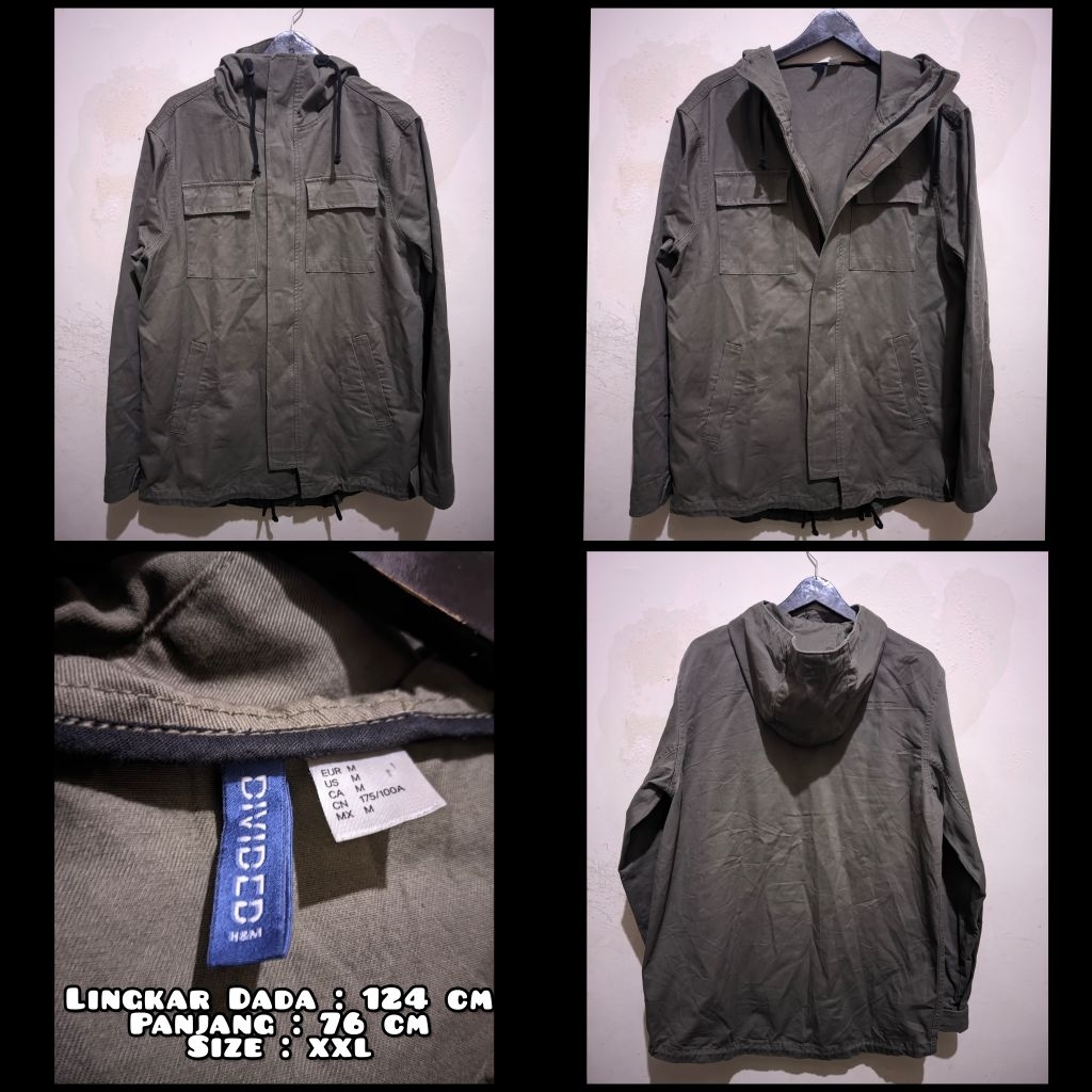 Jaket Semi Parka Warna Hijau Second Original.