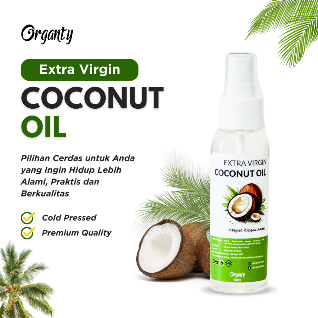 Organty Virgin Coconut Oil Spray 100ml Extra Virgin Coconut Oil Minyak VCO Original bukan beorganik 