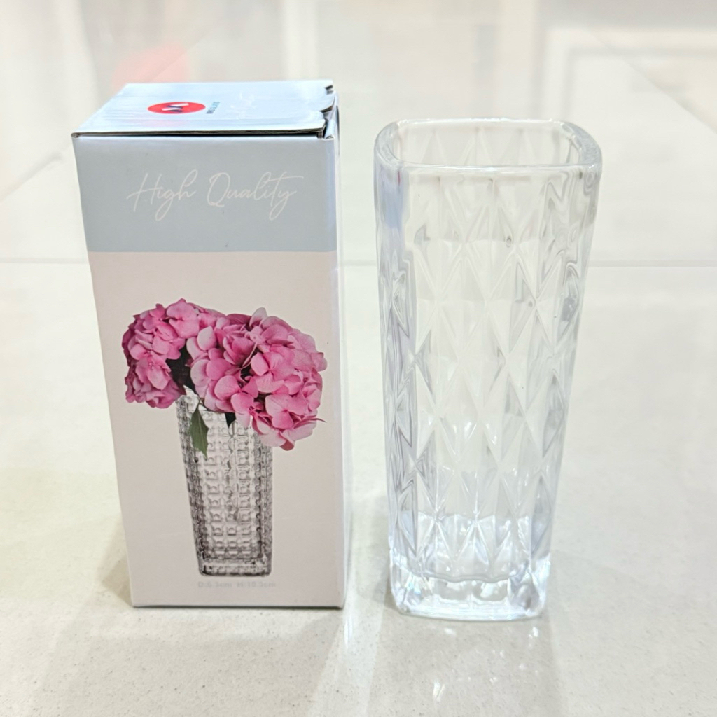 1 PCS GELAS VAS KACA KOTAK TINGGI HIGH QUALITY MMS TEBAL SET KADO VAS BUNGA KACA MODERN MINIMALIS