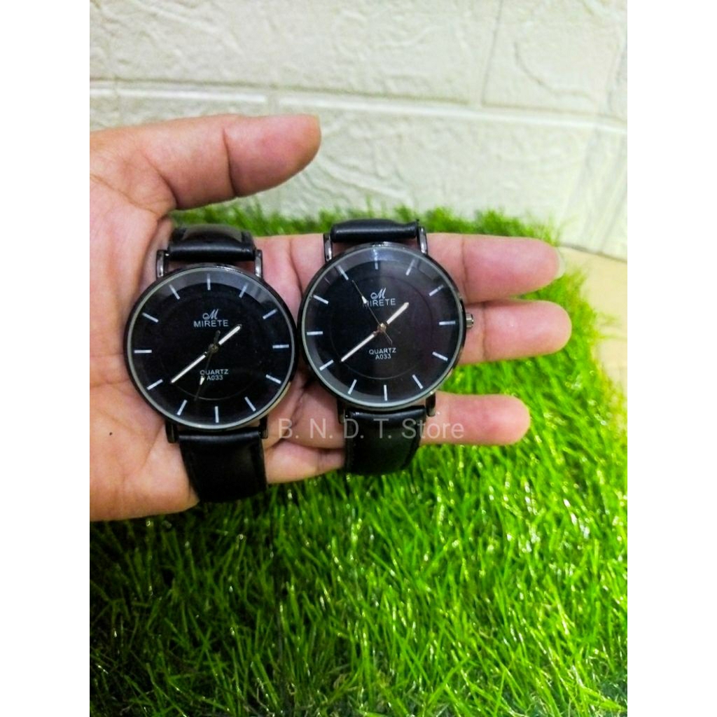 Jam Tangan Kulit Pria & Wanita MIRETE Orignal Strap Kulit Elegan Anti Air