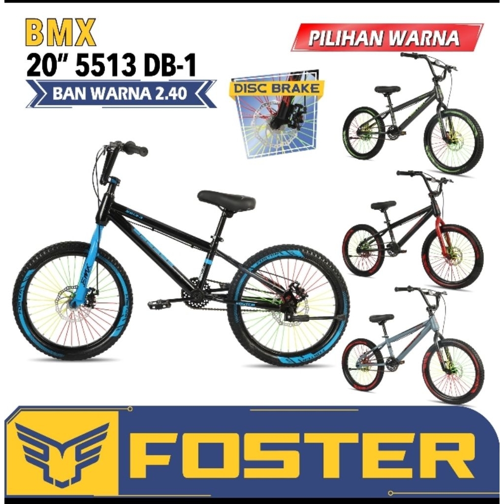 SEPEDA ANAK BMX 20 INCH FOSTER 5513 REM CAKRAM BAN WARNA