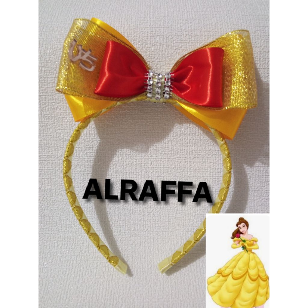 bando princess Belle pita besar pita kuning fashion wanita anak dan dewasa