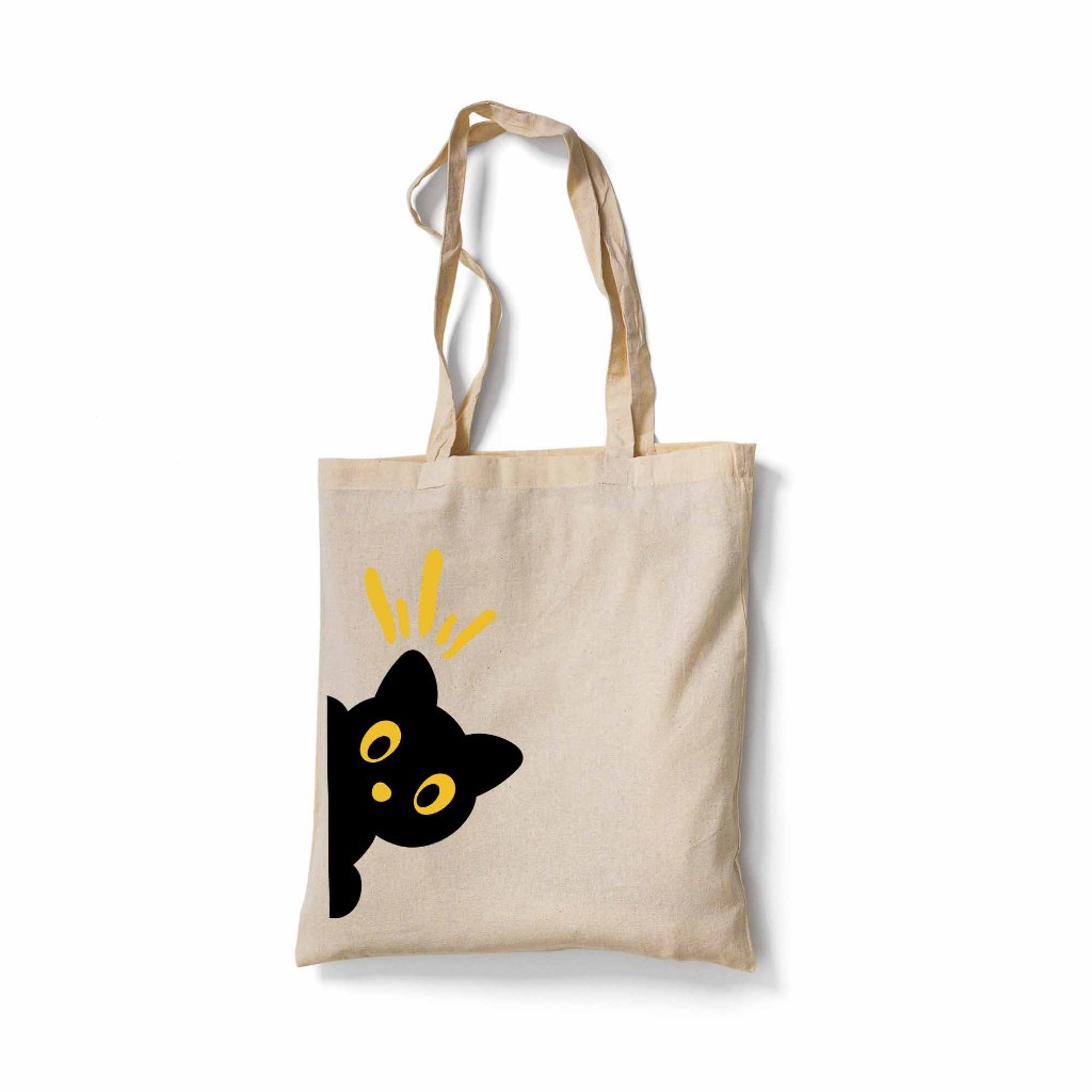Tote Bag Kucing Lucu Cute Tas Sekolah Simple Resleting