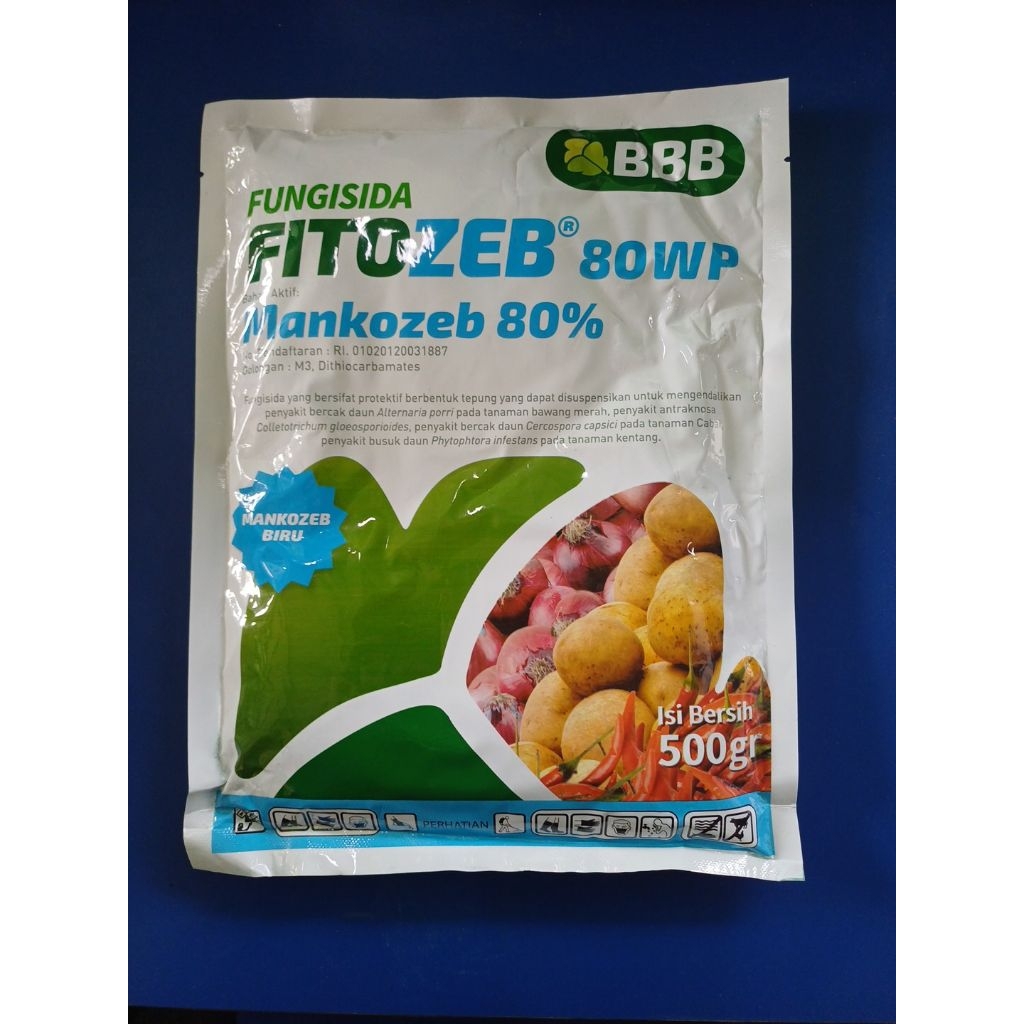 Fitozeb 80 WP Fungisida Mankozeb Biru 500 gram