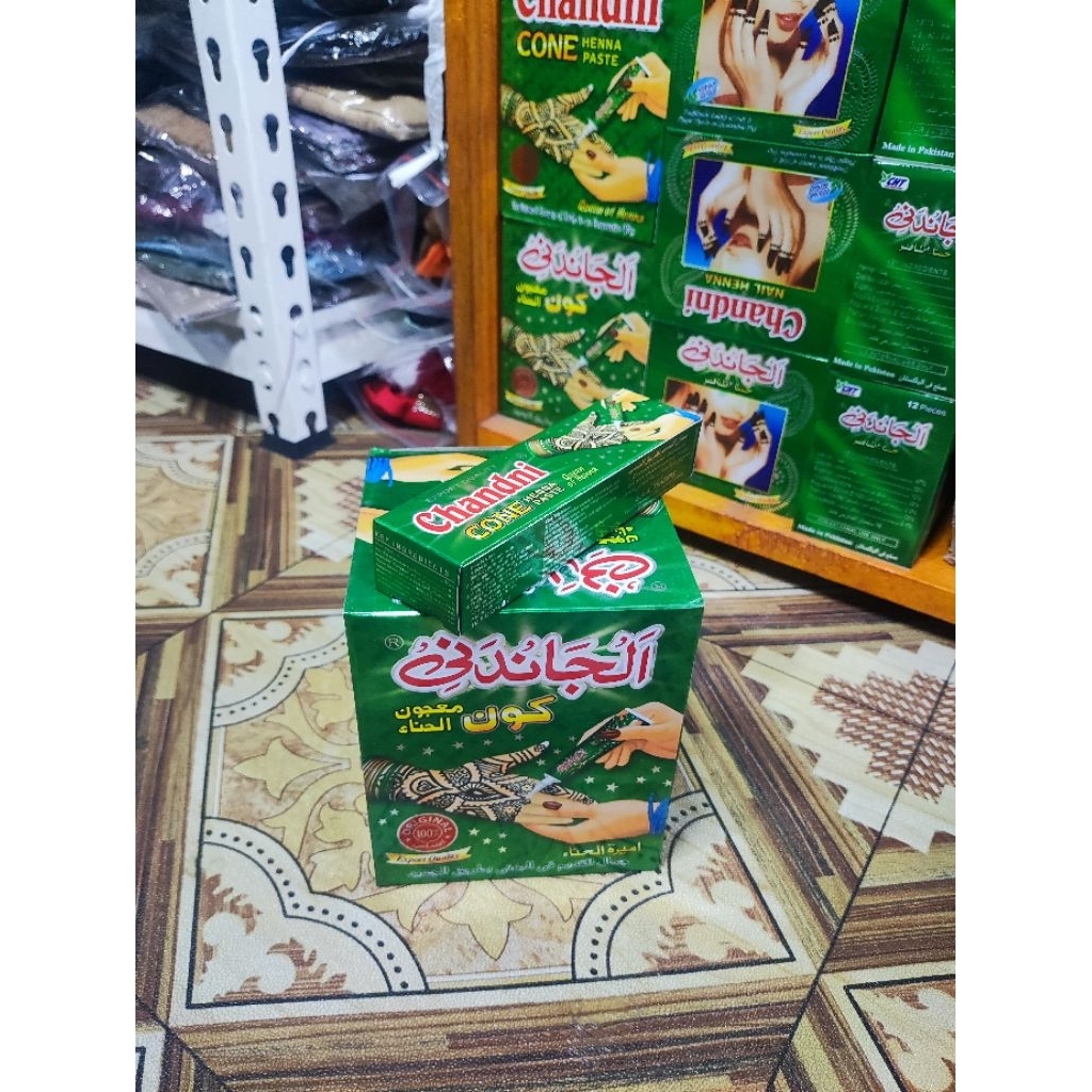pacar henna hena chandni cone kone besar warna natural 12pcs 1 lusin