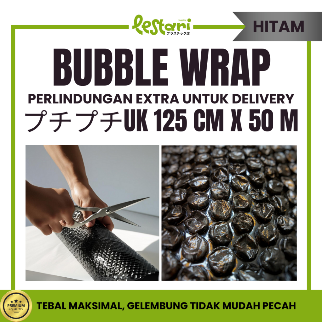

Gojek/Grab Bubble Wrap HITAM / AirBubble Roll 125cm x 50 m Murah Packing Pelapis Merk SAHABAT