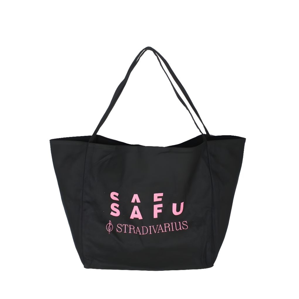 Tote Bag Stradivarius SAFU Hitam Besar – Tas Jinjing Wanita / Shopping Bag