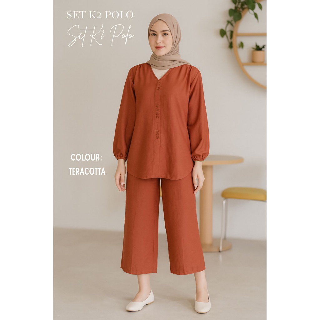 Setelan K2 Polo Linen | by 3 Point Boutiq