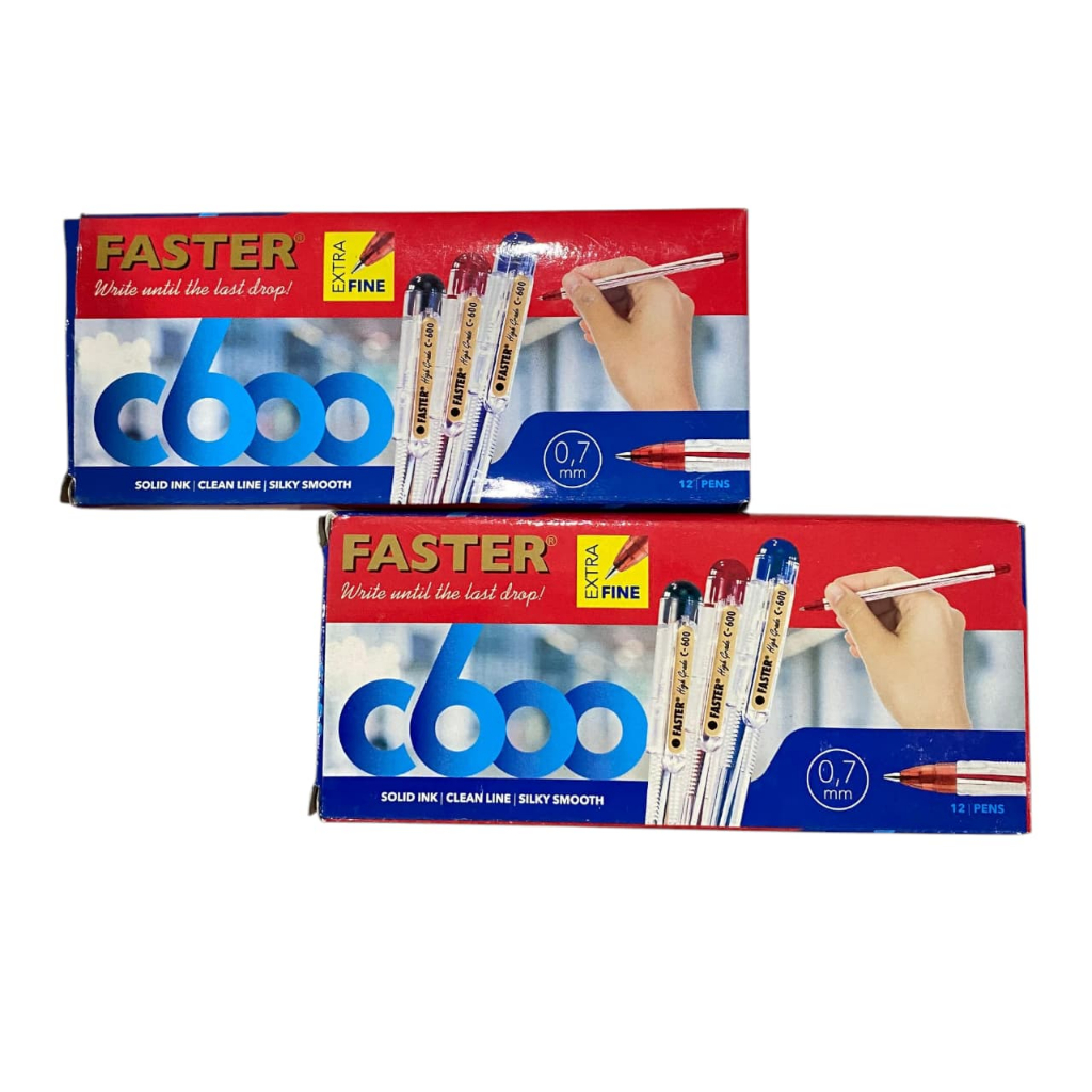 

Pulpen / Pen Faster C600 Hitam dan Biru - Solid Ink, Clean Line, Silky Smooth