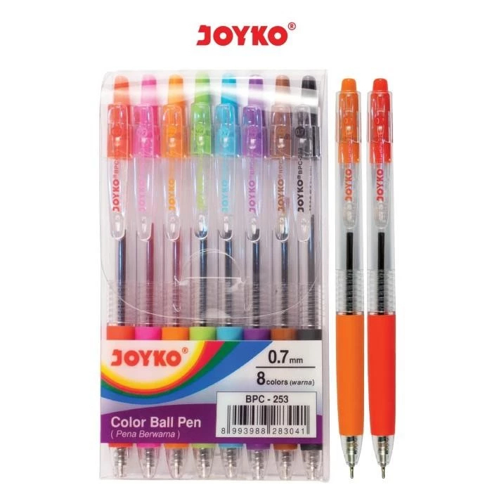 

JOYKO Pulpen Pena Warna Color Ball Pen Bpc-253 8 Warna 0.7 Mm SET isi 8 Pulpen