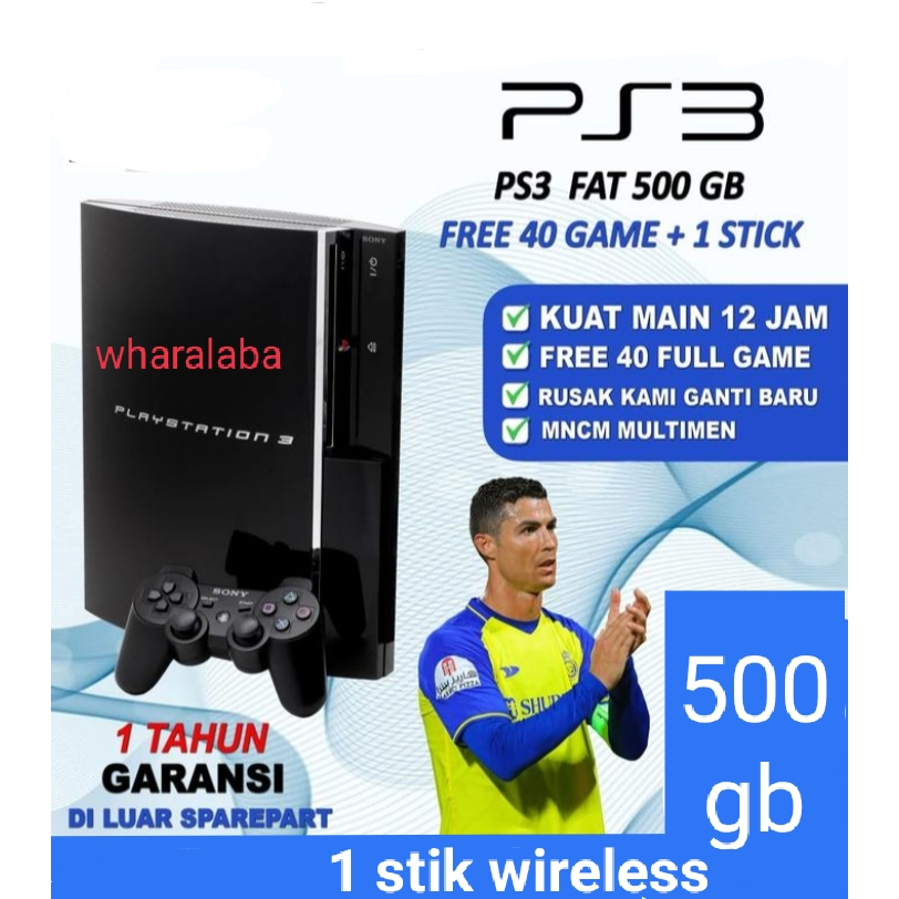 Siap kirim PS3 fat hardisk internal 500gb full game 40 game + bola PES terbaru 2025