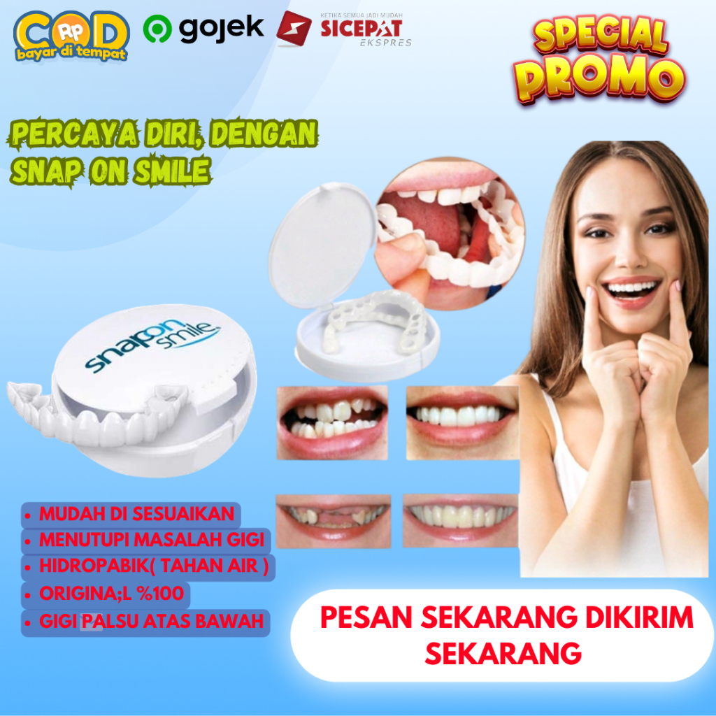 BISA COD Snap On Smile Original 100% Gigi Palsu Instan Atas Bawah