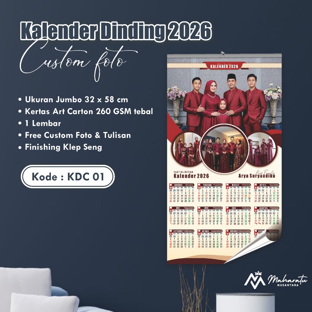

KALENDER DINDING CUSTOM FOTO KELUARGA 2026 - KALENDER DINDING KDC TEBAL AESTHETIC