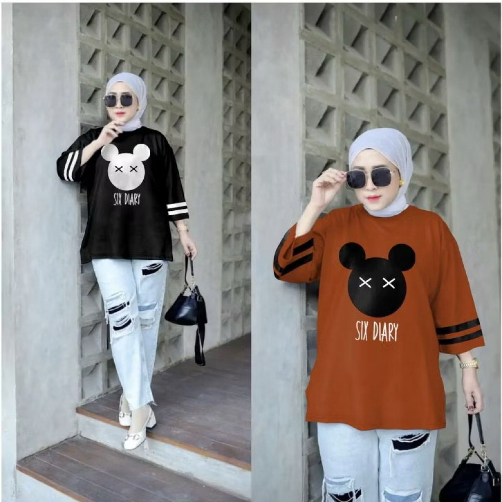 KAOS ATASAN WANITA OVERSIZE BASIC SIX DIARY TOP ATASAN