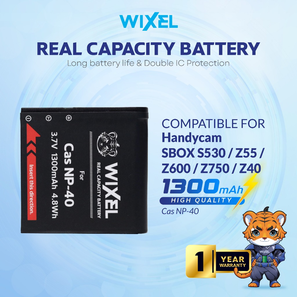 WIXEL Baterai Kamera CAS NP-40 for Casio Exilim EX FC160 FC100 FC150 Z50 Z55 Z57 Z100 Z200 Z300 Z400