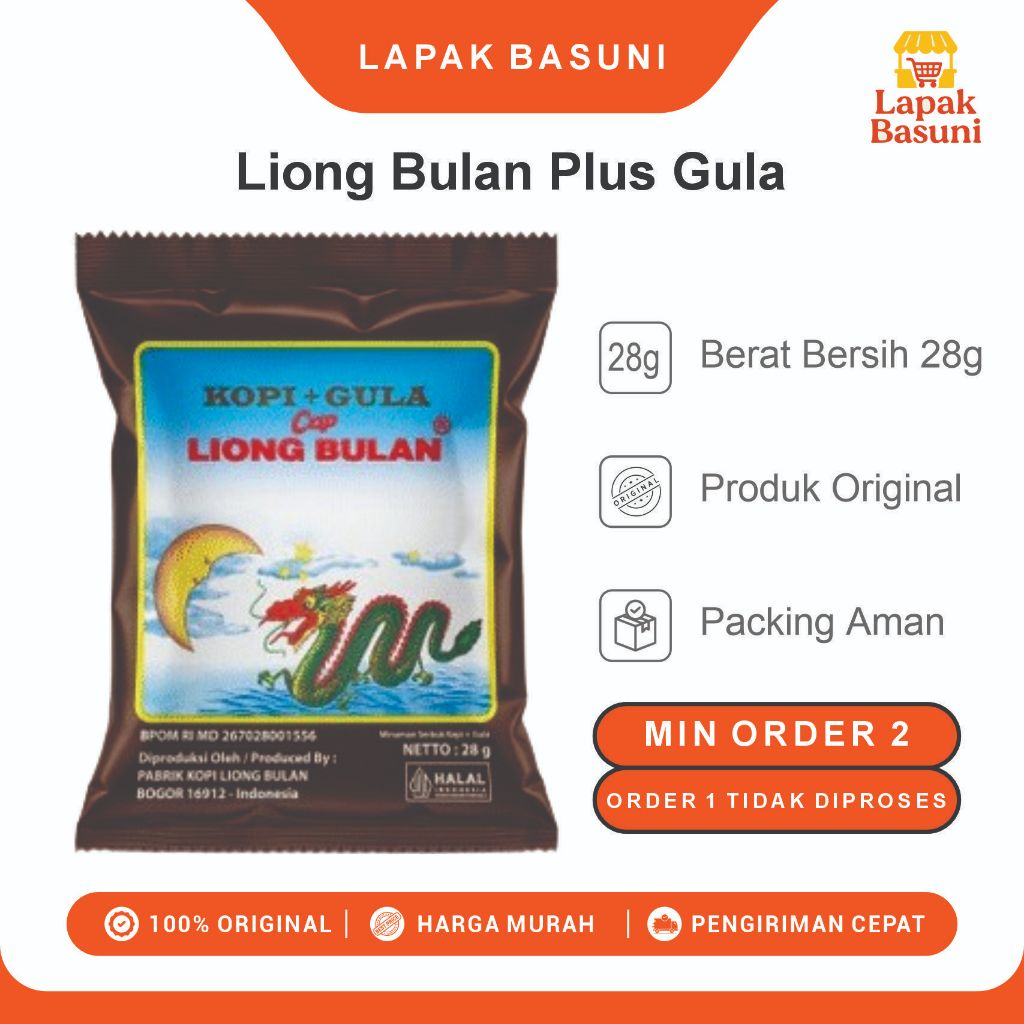 

Kopi Liong Bulan Kemasan Sachet 28g Kopi Plus Gula
