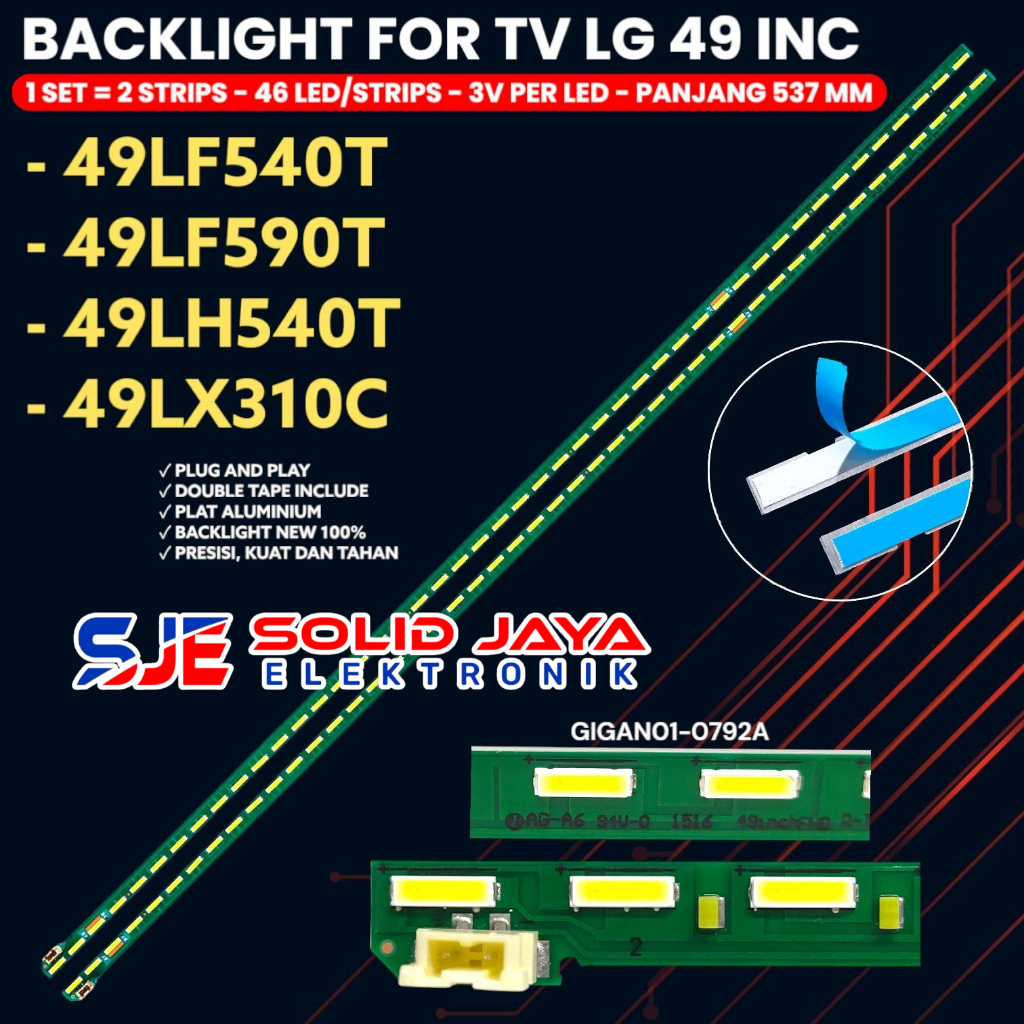 BACKLIGHT TV LG LED 49 INCH 49LF540T 49LF590T 49LX310 49LH540T 49LF540 49LF590 49LX310 49LH540 LAMPU